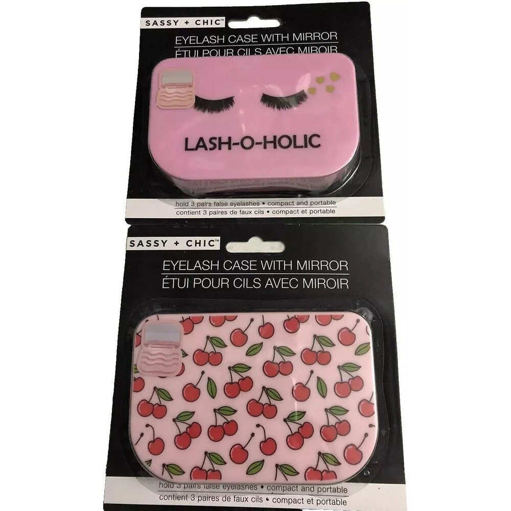 2ct - Sassy + Chic Eyelash Case Compact With Mirror, Compact and Portable
